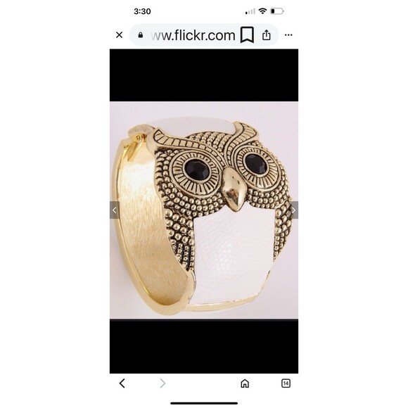 OWL Statement Cuff/Bracelet W/ White Faux Leather Band. - Picture 4 of 9